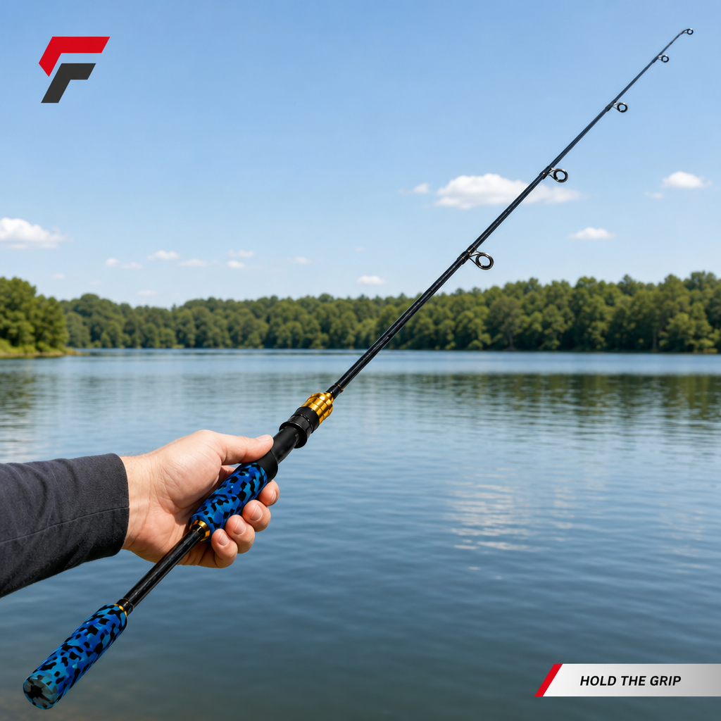 48 Pieces Fishing Rods (180 cm – Lightweight Freshwater Rod with Line Guides and Blue Camouflage EVA Grip for Lakes and Rivers)