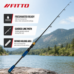 48 Pieces Fishing Rods (180 cm – Lightweight Freshwater Rod with Line Guides and Blue Camouflage EVA Grip for Lakes and Rivers)