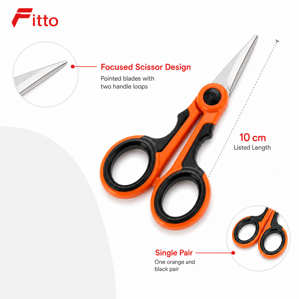 96 Pieces Fishing Scissors (Orange and Black – 10 cm Single Cutting Tool)