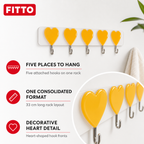 120 Pieces Heart-Shaped Adhesive Hook Racks (5 Hooks – 33 cm Long – Wall-Mounted Organizer for Bathroom and Home)