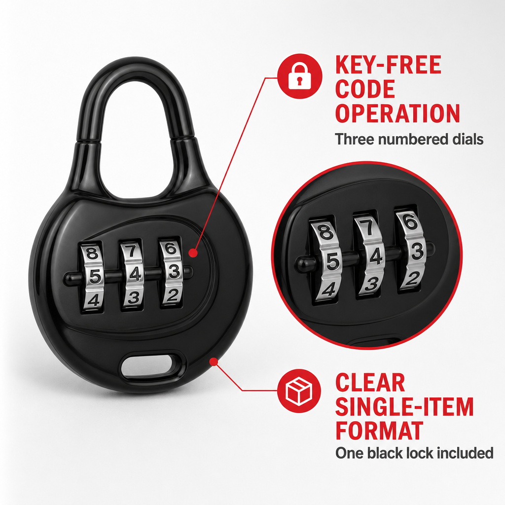 120 Pieces Black 3-Digit Combination Padlocks (Keyless Number Dial)