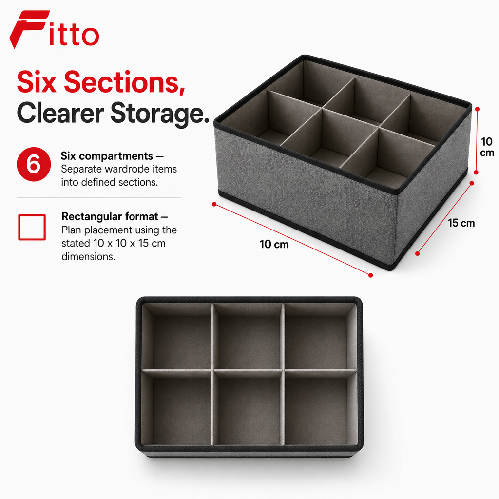 120 Pieces Grey 6-Compartment Wardrobe Organizer Boxes (Foldable Clothing Storage)
