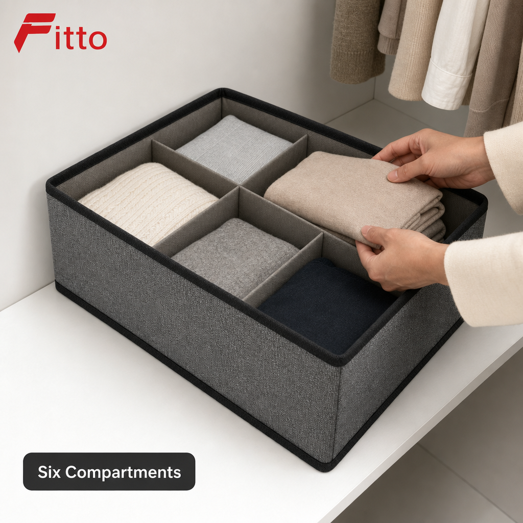 120 Pieces Grey 6-Compartment Wardrobe Organizer Boxes (Foldable Clothing Storage)