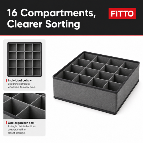 120 Pieces 16-Cell Wardrobe Organizer Boxes (Grey Drawer Divider for Clothing and Accessories)