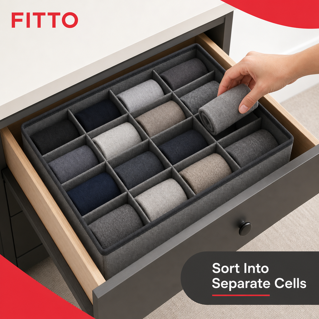120 Pieces 16-Cell Wardrobe Organizer Boxes (Grey Drawer Divider for Clothing and Accessories)
