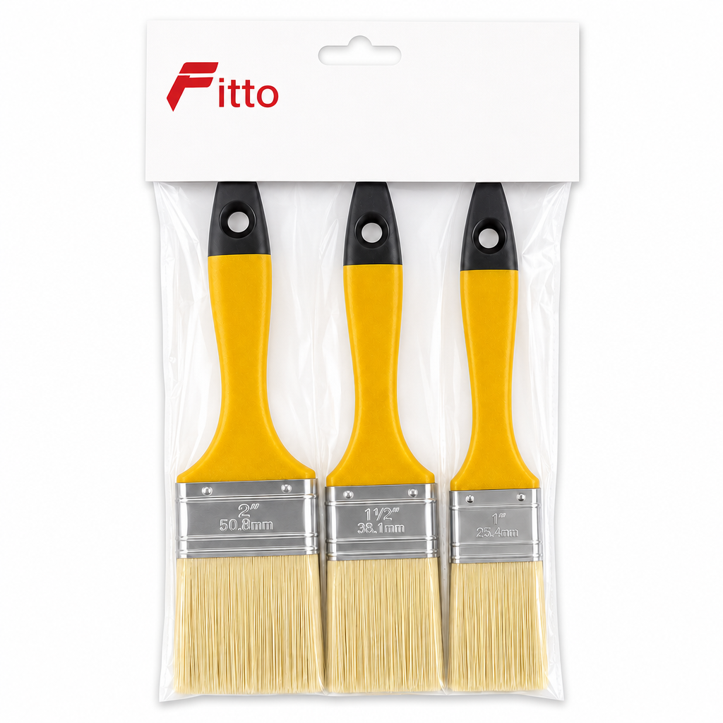 120 Pieces Paint Brush Sets (3 Pieces – Yellow Handles – Assorted Brush Sizes for Painting Projects)