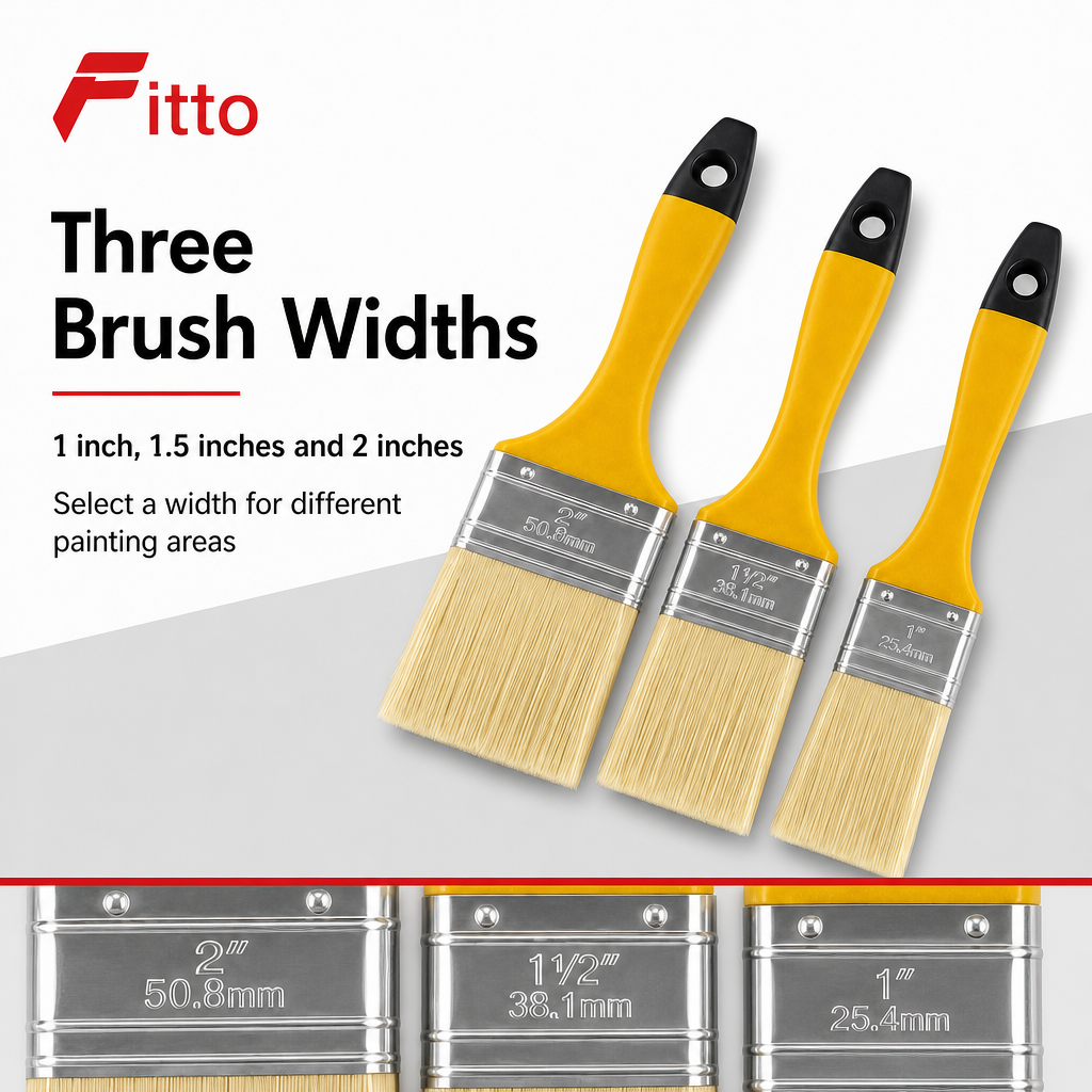 120 Pieces Paint Brush Sets (3 Pieces – Yellow Handles – Assorted Brush Sizes for Painting Projects)