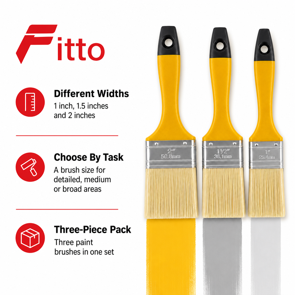 120 Pieces Paint Brush Sets (3 Pieces – Yellow Handles – Assorted Brush Sizes for Painting Projects)