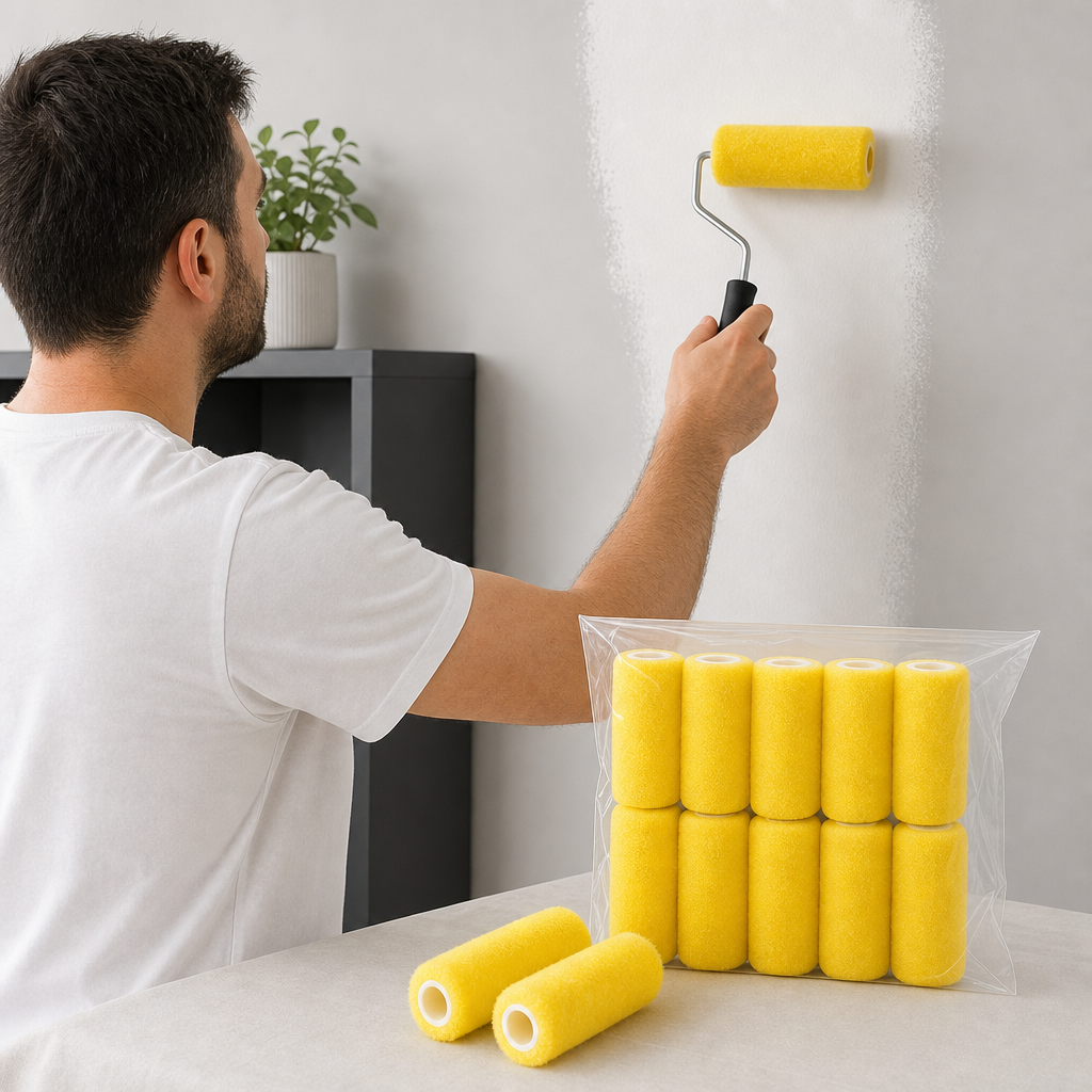 120 Pieces Yellow 4-Inch Paint Roller Cover Packs (10 Covers per Pack)