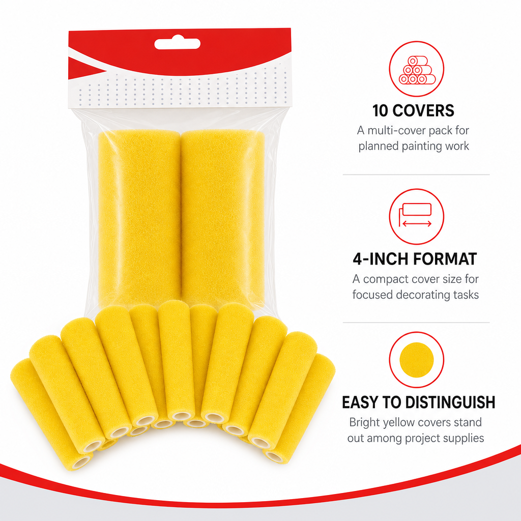 120 Pieces Yellow 4-Inch Paint Roller Cover Packs (10 Covers per Pack)