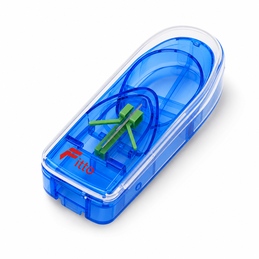 120 Pieces Blue Pill Cutters with Storage Compartment (Compact Tablet Divider)