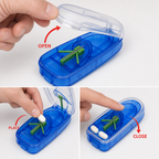120 Pieces Blue Pill Cutters with Storage Compartment (Compact Tablet Divider)