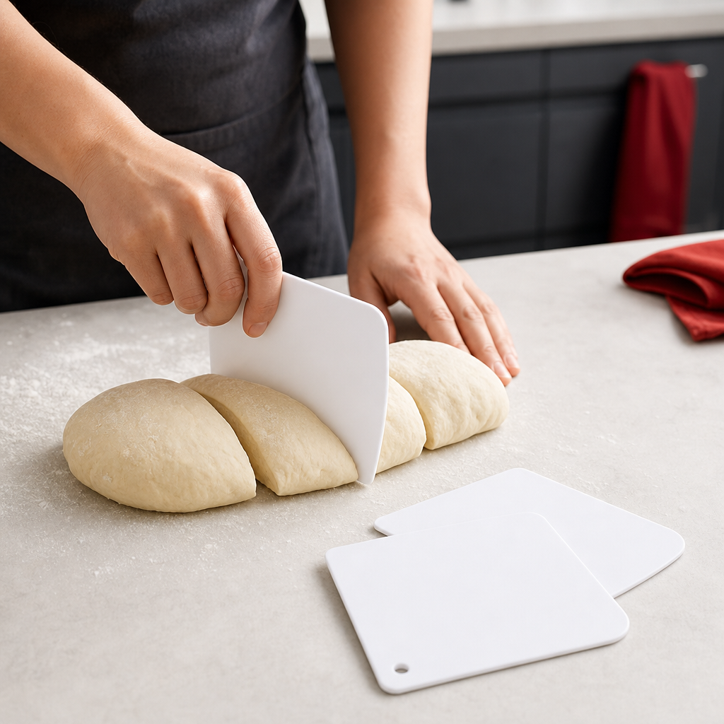96 Pieces Plastic Dough Scraper Sets (3 Pieces – White – Graduated Scrapers for Baking and Food Preparation)