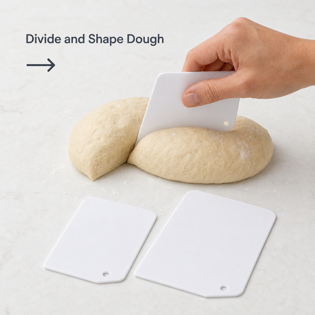 96 Pieces Plastic Dough Scraper Sets (3 Pieces – White – Graduated Scrapers for Baking and Food Preparation)