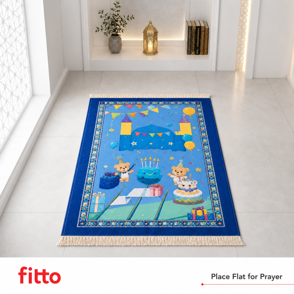 96 Pieces Educational Prayer Mats (Blue Birthday-Themed Design with Decorative Fringe)