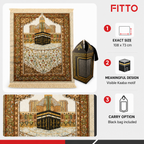 96 Pieces Prayer Mats (Beige Kaaba Design with Black Carry Bag – 108 x 73 cm)
