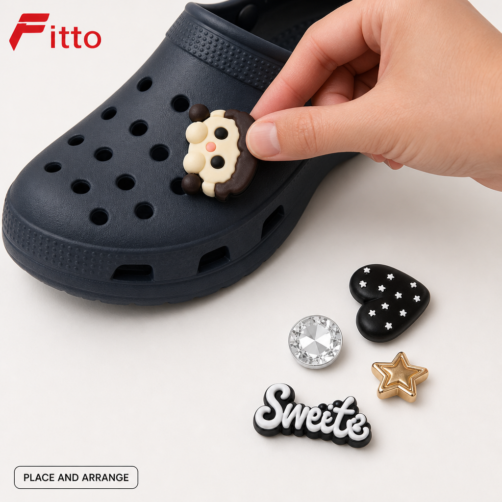 120 Pieces Black and Gold Shoe Charms Sets (5 Pieces – Decorative Footwear Accessories)