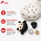 120 Pieces Black and Gold Shoe Charms Sets (5 Pieces – Decorative Footwear Accessories)