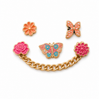 120 Pieces Shoe Charm Sets (Pink and Gold Floral Charms with Decorative Chain – 6 Pieces)