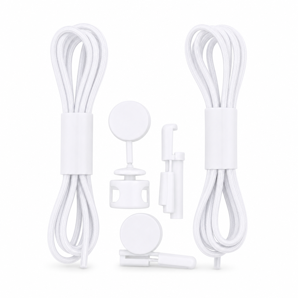 144 Pieces White No-Tie Elastic Shoelaces with Locks (1 Pair – Lace-Free Replacement Shoe Laces)