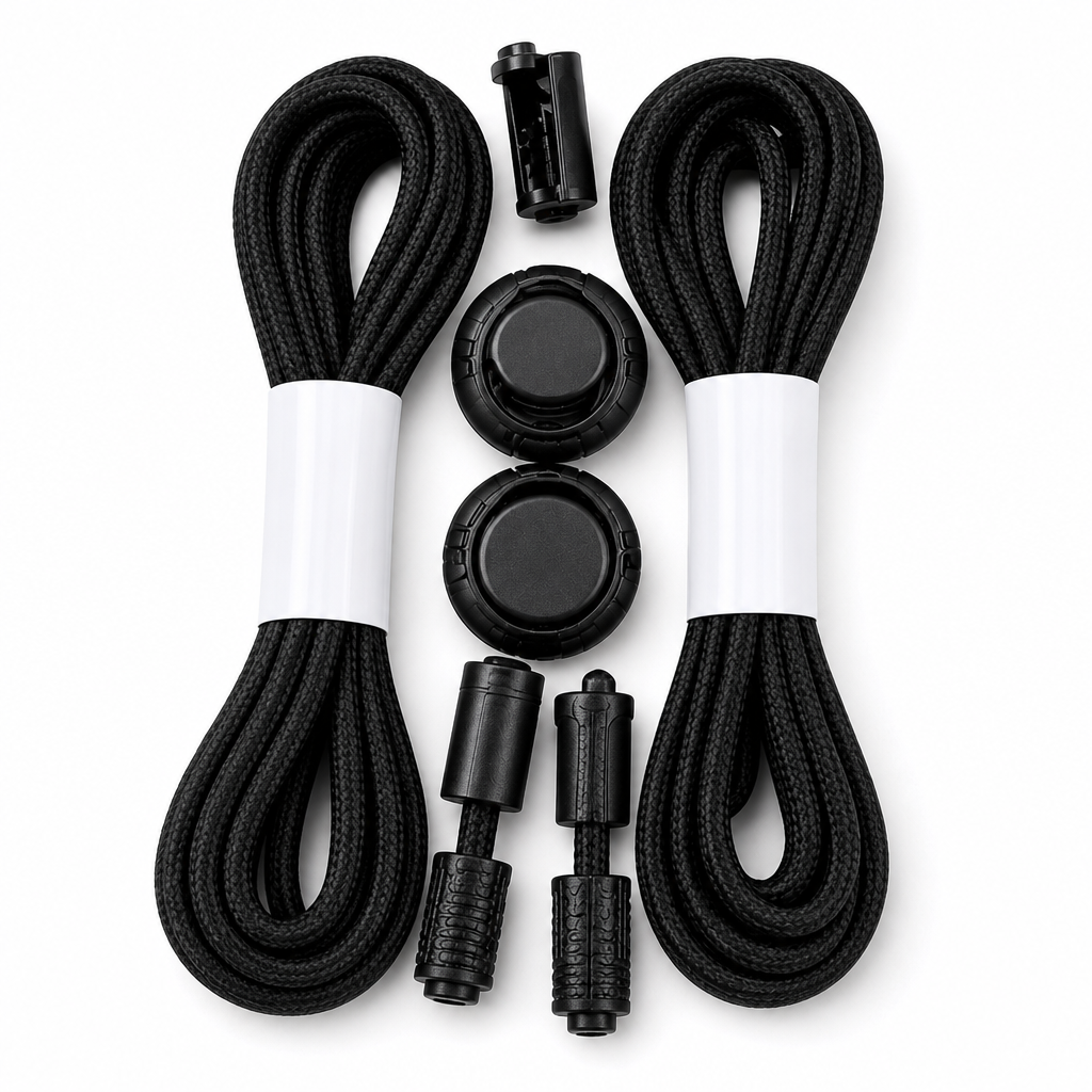 144 Pieces No-Tie Elastic Shoelaces with Locks (Black – 1 Pair)