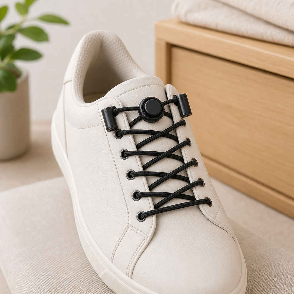 144 Pieces No-Tie Elastic Shoelaces with Locks (Black – 1 Pair)