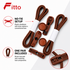 144 Pieces No-Tie Elastic Shoelaces with Locks (Brown – 1 Pair)