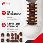 144 Pieces No-Tie Elastic Shoelaces with Locks (Brown – 1 Pair)