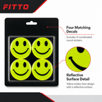 144 Pieces Reflective Smiley Face Stickers (Yellow Round Adhesive Decals – 4 Pack)