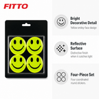 144 Pieces Reflective Smiley Face Stickers (Yellow Round Adhesive Decals – 4 Pack)
