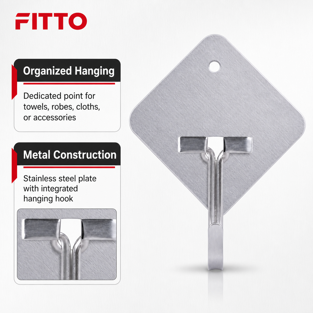 144 Pieces Stainless Steel Self-Adhesive Wall Hooks (Silver Utility Hanging Hook)