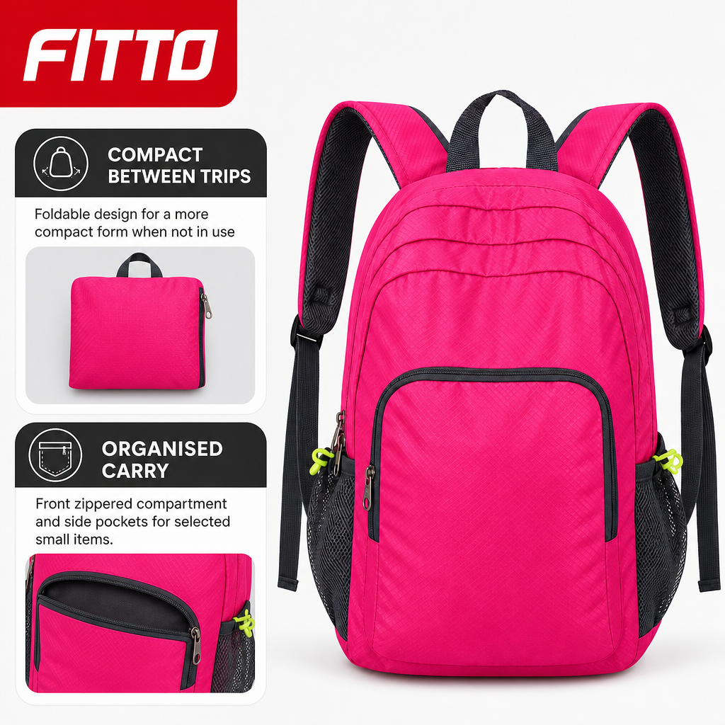 96 Pieces Pink Foldable Travel Backpacks
