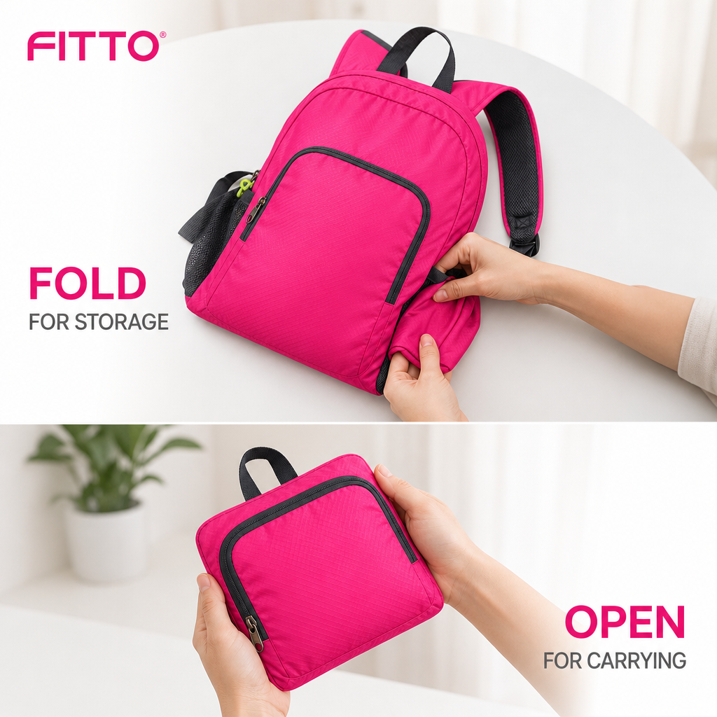 96 Pieces Pink Foldable Travel Backpacks