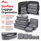 96 Pieces Grey Travel Packing Cube Organizer Sets (6 Pieces)