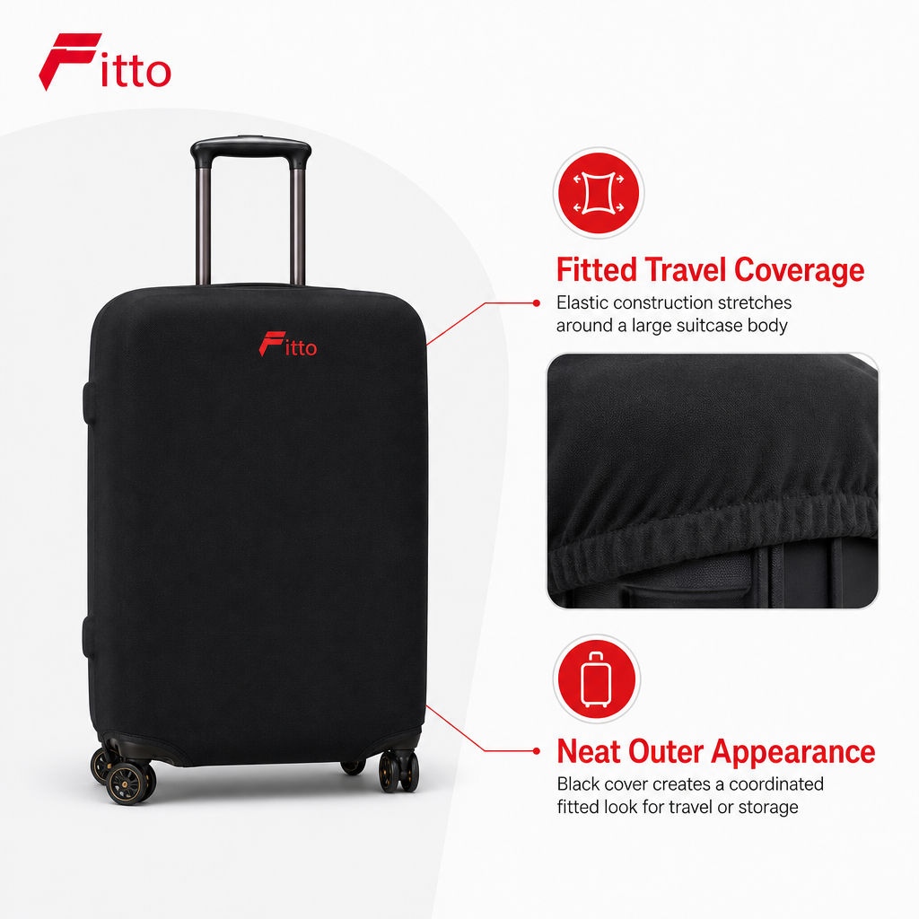 96 Pieces Black Elastic Luggage Covers (Large Suitcase Protector – Stretch Travel Case Cover)