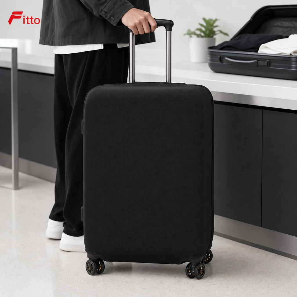 96 Pieces Black Elastic Luggage Covers (Large Suitcase Protector – Stretch Travel Case Cover)