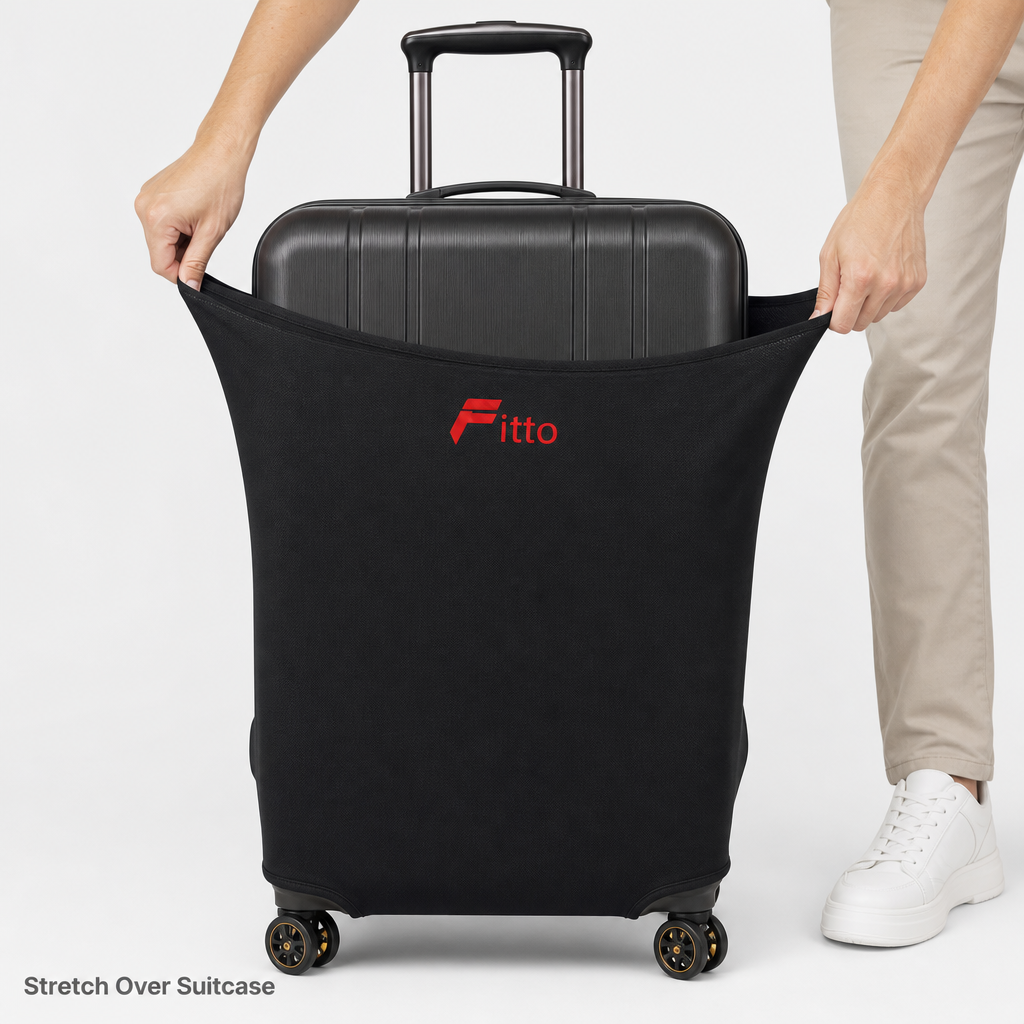96 Pieces Black Elastic Luggage Covers (Large Suitcase Protector – Stretch Travel Case Cover)