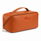 96 Pieces Makeup Bags with Compartments (Brown Cosmetic Organizer with Zipper Closure and Carry Handle)