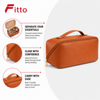 96 Pieces Makeup Bags with Compartments (Brown Cosmetic Organizer with Zipper Closure and Carry Handle)
