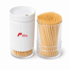 120 Pieces Bamboo Toothpicks with White Dispenser (1 Pack)
