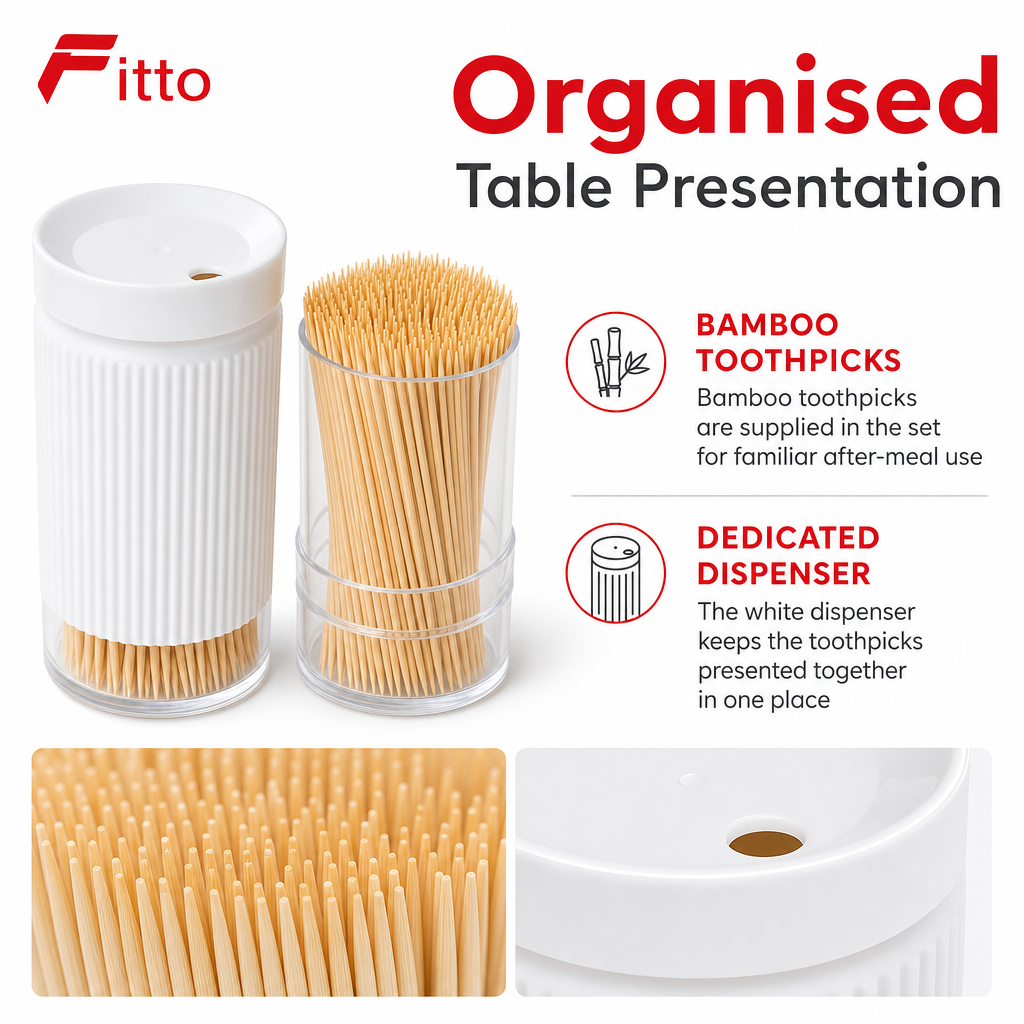 120 Pieces Bamboo Toothpicks with White Dispenser (1 Pack)