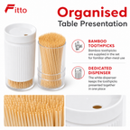 120 Pieces Bamboo Toothpicks with White Dispenser (1 Pack)