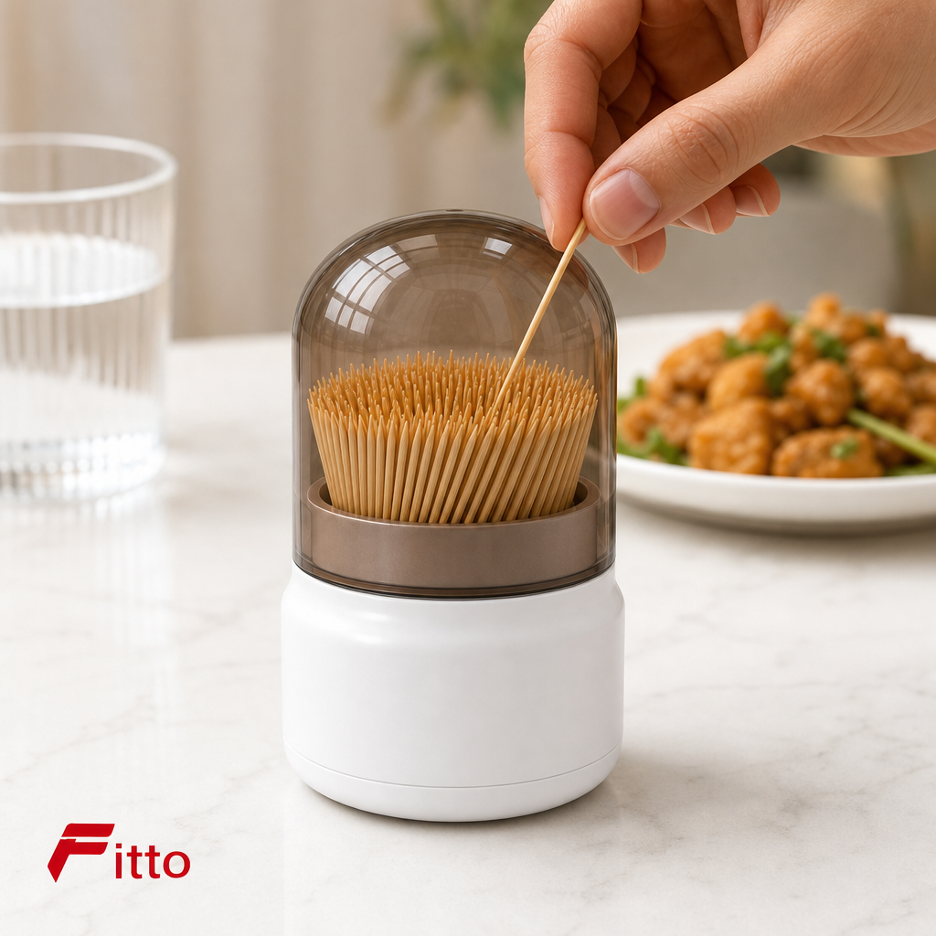 120 Pieces Bamboo Toothpick Dispensers (Covered Serving Holder – White and Brown)