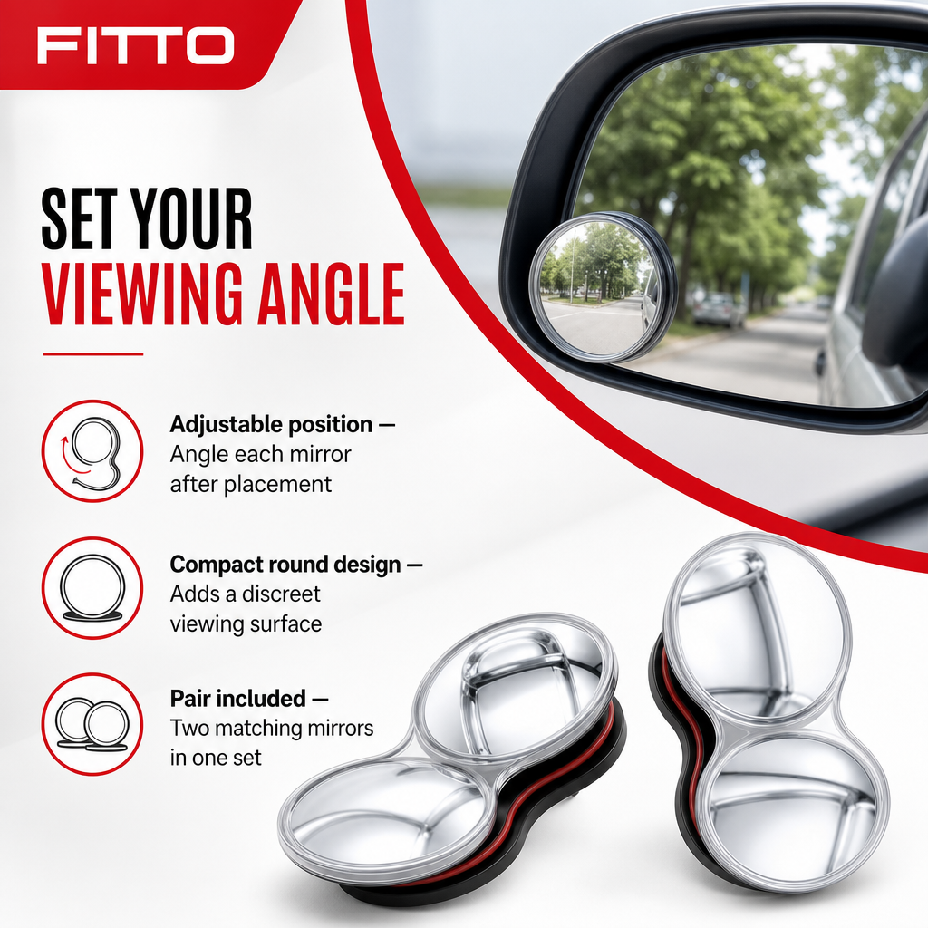 96 Pieces Round Car Blind Spot Mirrors (Adjustable Angle – Stick-On – 2 Pack)