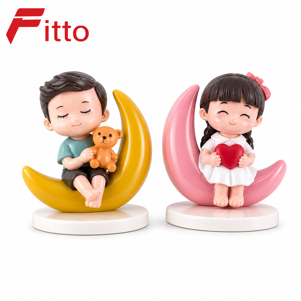 96 Pieces Moon Car Dashboard Figurines (Pink and Yellow Crescent Design – 2 Pieces)