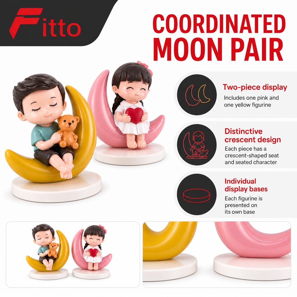 96 Pieces Moon Car Dashboard Figurines (Pink and Yellow Crescent Design – 2 Pieces)