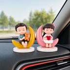 96 Pieces Moon Car Dashboard Figurines (Pink and Yellow Crescent Design – 2 Pieces)