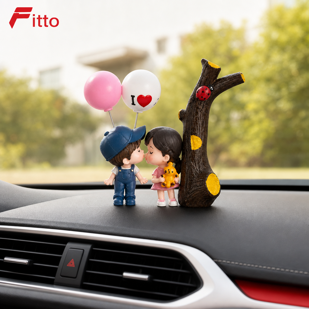 96 Pieces Couple Dashboard Figurines with Balloons (Decorative Car Interior Accent)