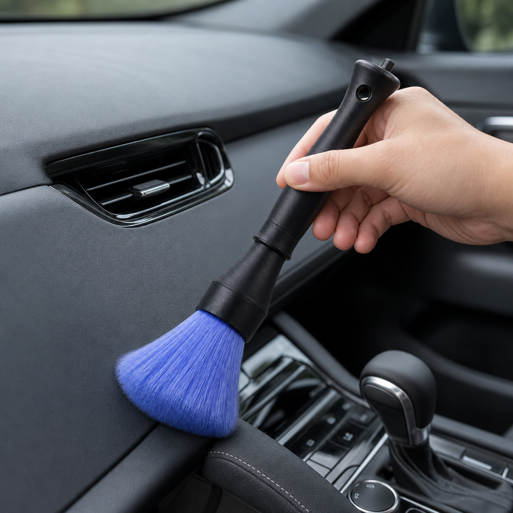 120 Pieces Car Dust Cleaning Brushes with Blue Bristles (Black Handle)