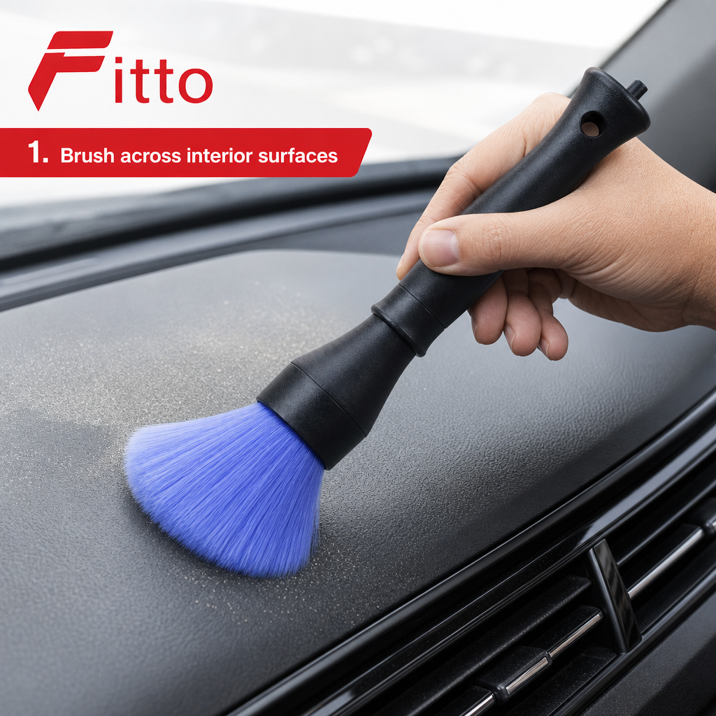 120 Pieces Car Dust Cleaning Brushes with Blue Bristles (Black Handle)